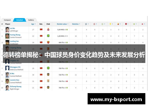 德转榜单揭秘：中国球员身价变化趋势及未来发展分析