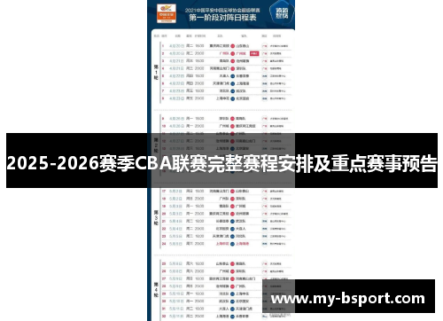 2025-2026赛季CBA联赛完整赛程安排及重点赛事预告